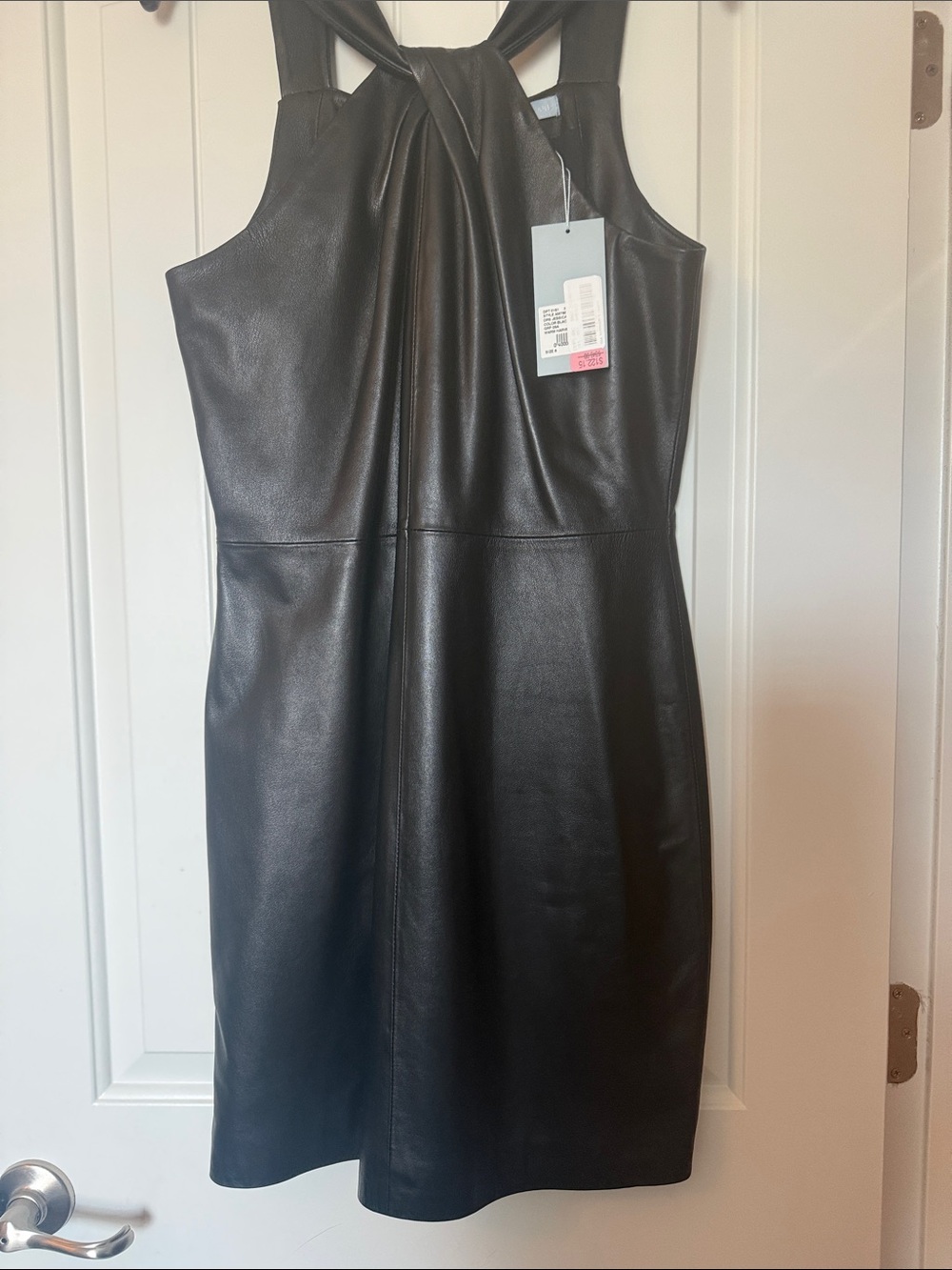 ANTONIO MELANI Black Leather Midi Dress